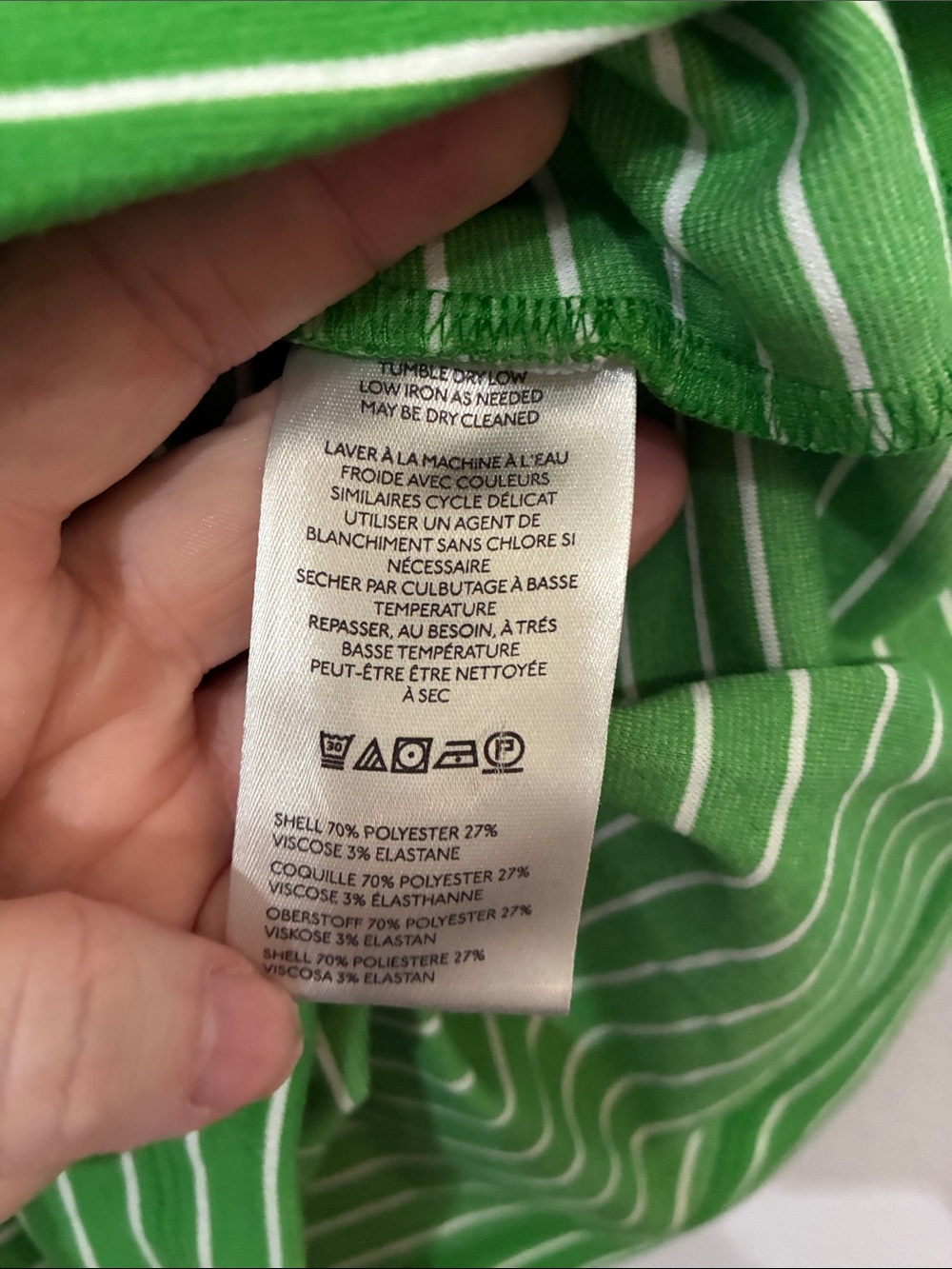Maeve Green and White Striped Pleated Tee - Picture 7 of 9